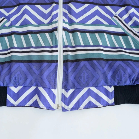 Vintage 90S TanJay Purple & Green Aztec Zip Up Lightweight Bomber Jacket M - Picture 7 of 16